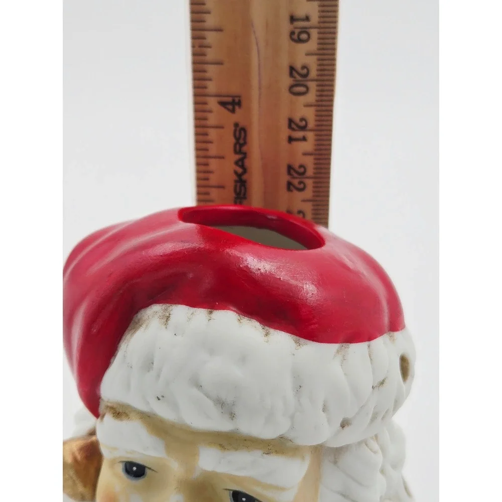 Vintage Ceramic Santa Head Tealight Candle Holder AGC 4